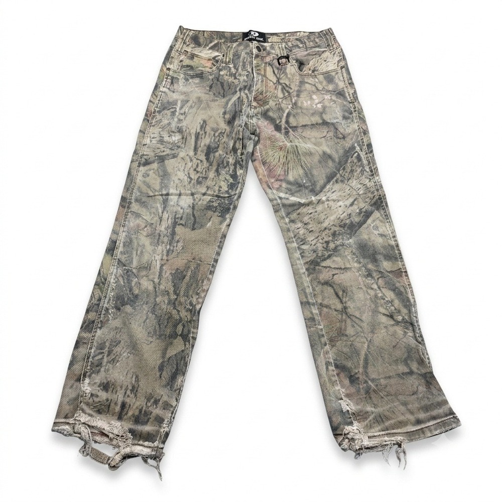 Mossy Oak Break Up Camo Pants Mens 32x32 Distressed Frayed Hem Hunting Workwear